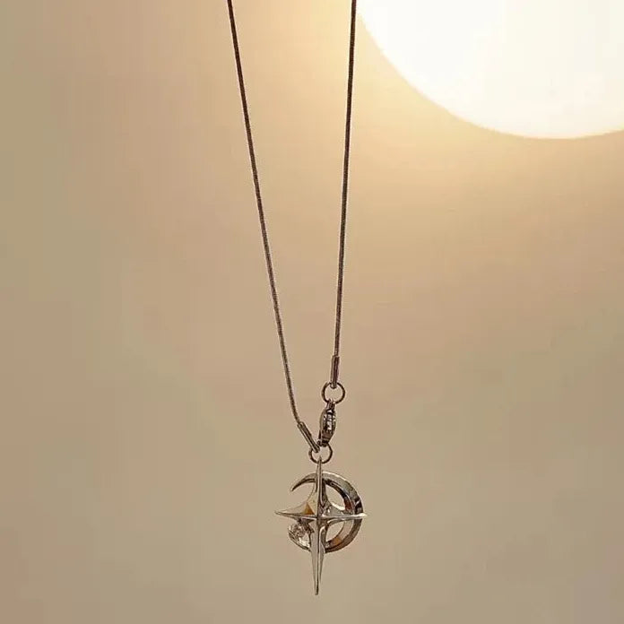 Galaxy Star Pendant Necklace Y2K Punk Clavicle Chain for Women Men