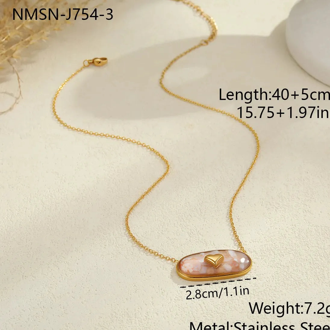 Stainless Steel Love Heart Necklace Women’s Clavicle Choker Dripping Oil Shell Pendant
