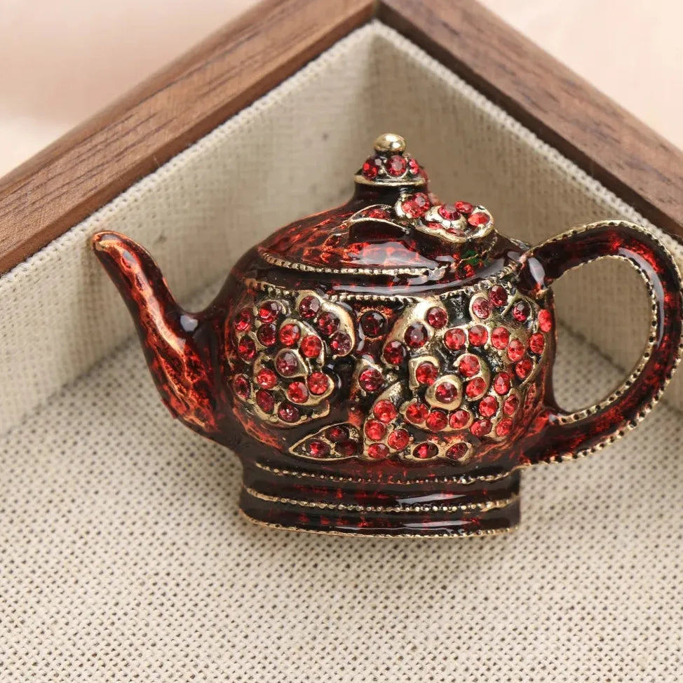 Luxury Beauty Teapot Brooch Pin Classic Style Gift for Women Men