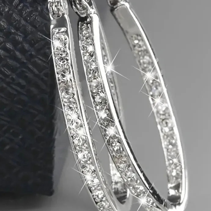 Temperament Zircon Hoop Earrings Zinc Alloy Elegant Shiny Jewelry Accessories