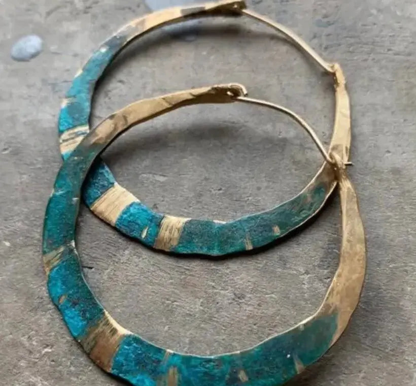 Antique Ethnic Geometric Blue Drop Earrings for Women Zinc Alloy Jewelry Gift