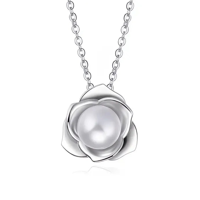 Elegant Imitation Pearl Plant Pendant Necklace for Women Anniversary Gift