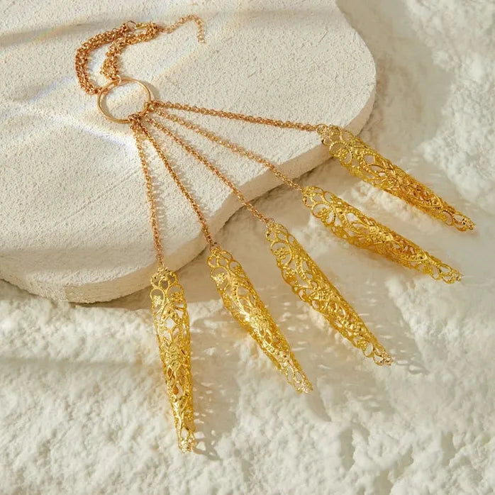 Punk Gothic Cone Tassel Nail Hand Chain Bracelet for Women Trendy Jewelry