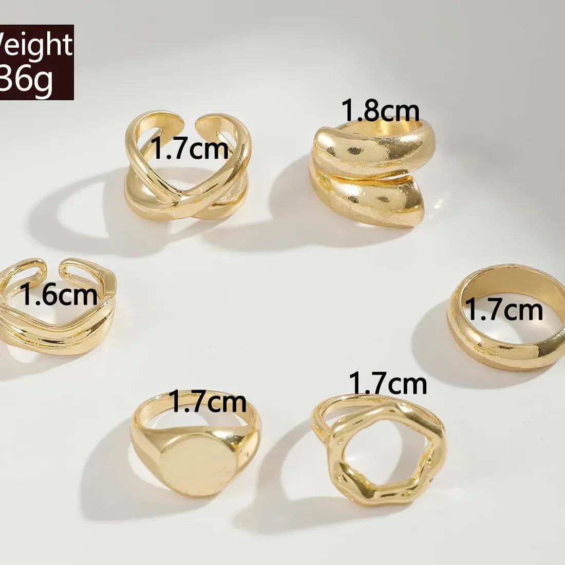 6Pcs Women's Silver Geometric Open Rings Set Metal Hollow Circle Jewelry