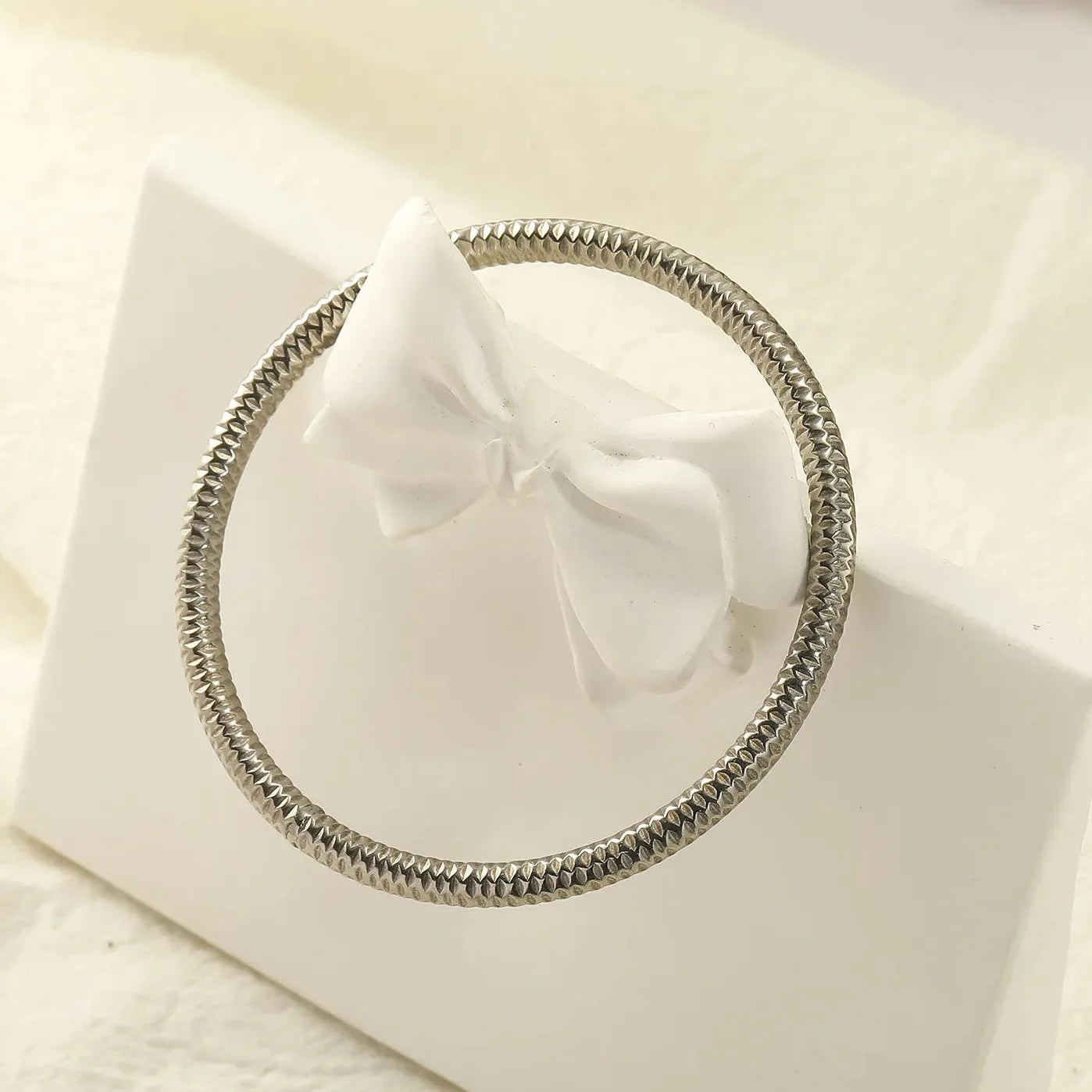 Punk Lava Textured Stainless Steel Bangle for Women Waterproof Vintage Jewelry Twist