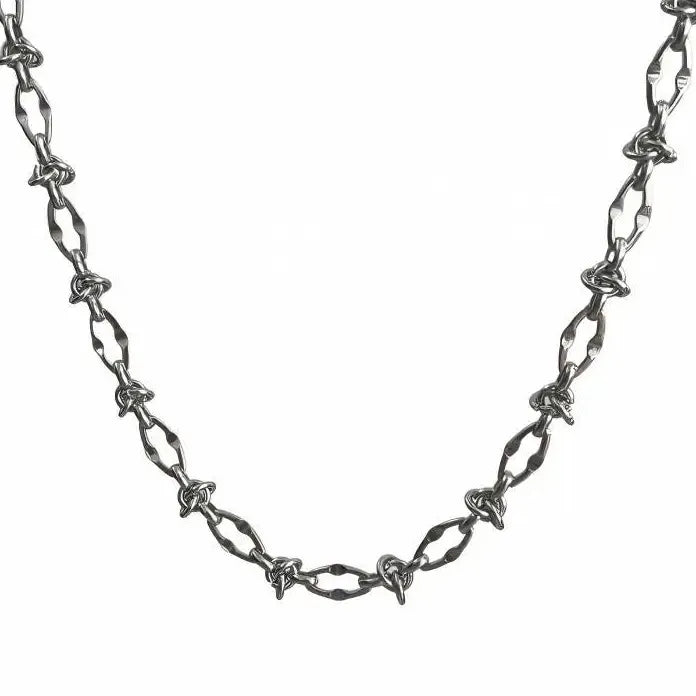 Men's Stainless Steel Knotted Thorn Necklace Hip Hop Silver Pendant Jewelry