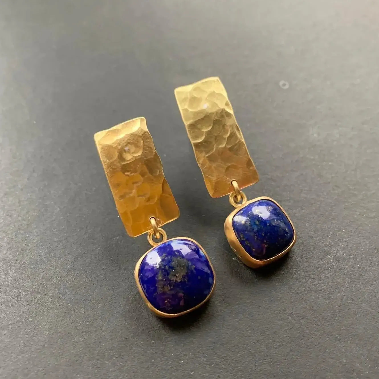 Boho Lapis Lazuli Square Drop Earrings Retro Style Gold Zinc Alloy Jewelry Women