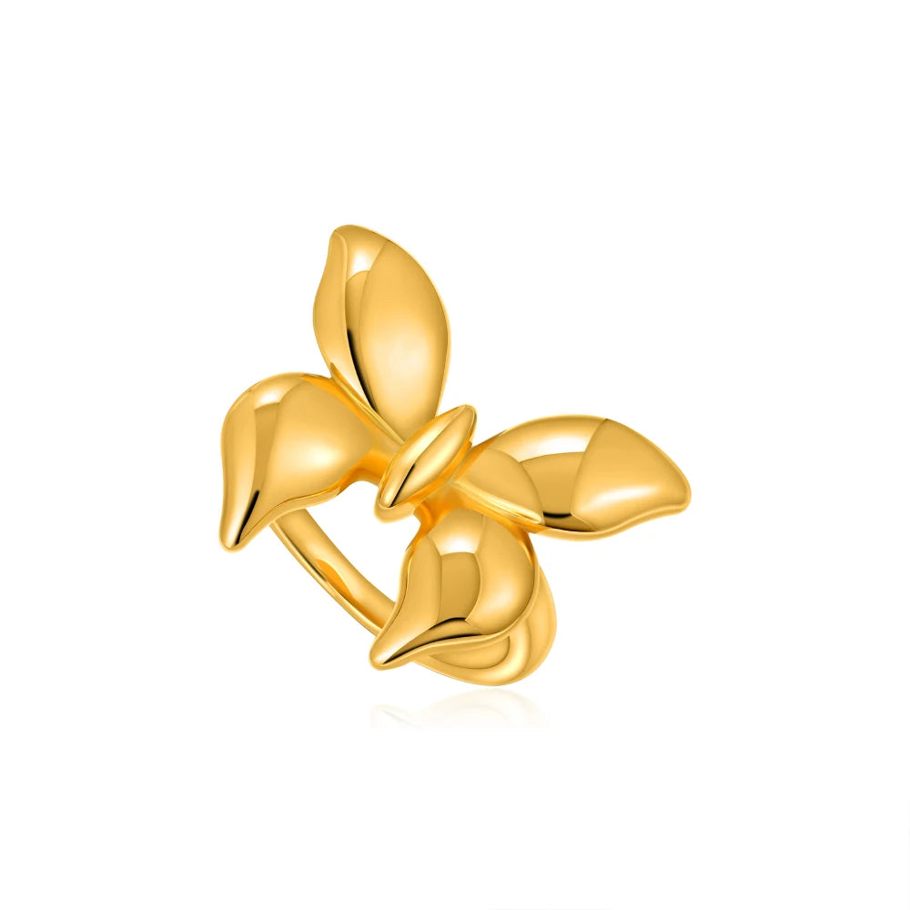 18k Gold Plated Stainless Steel Butterfly Knuckle Ring for Women Hypoallergenic Insect Jewelry