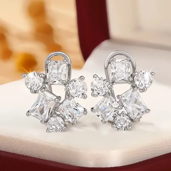 Geometric Cubic Zirconia Stud Earrings for Women Wedding Jewelry