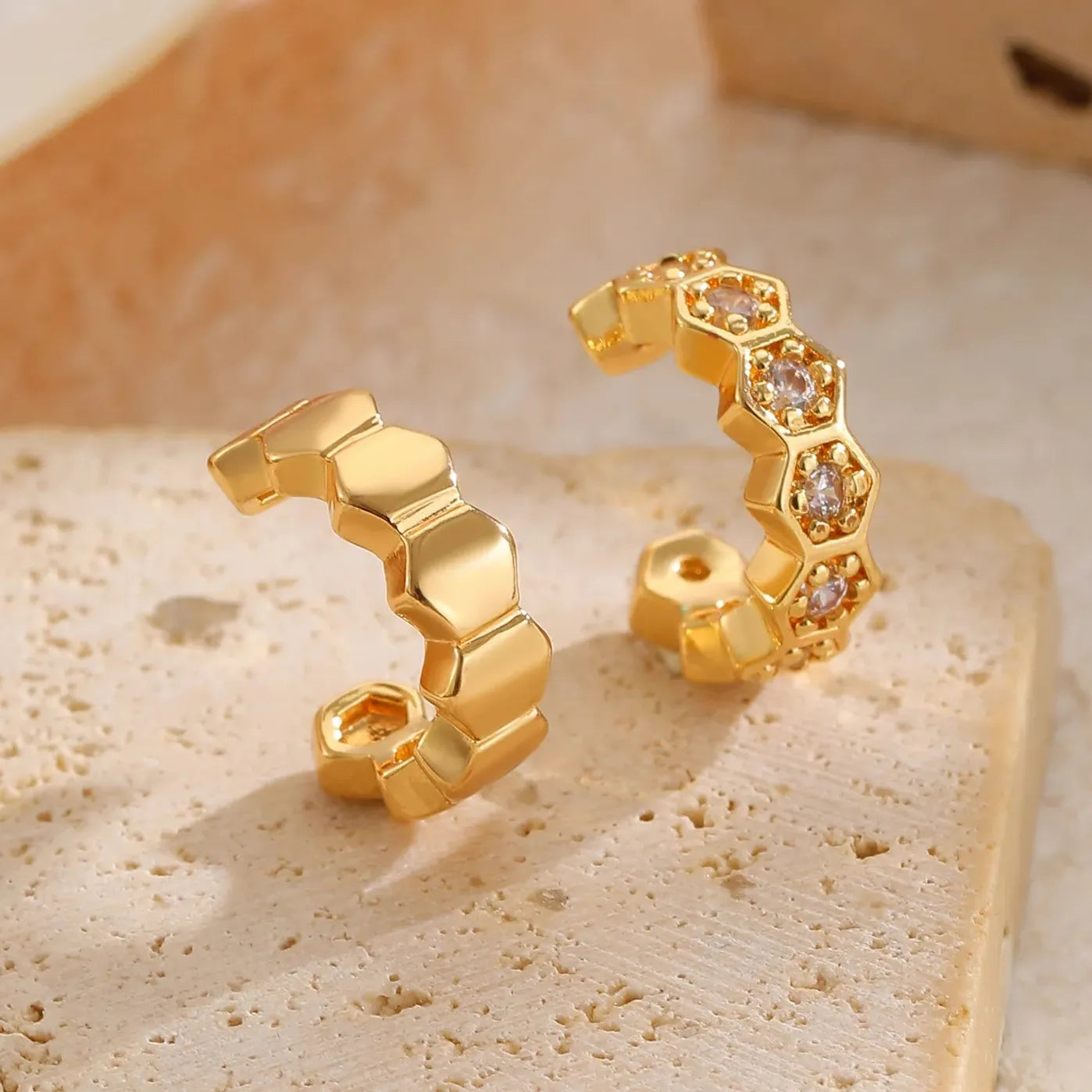 Punk Metal Geometric Hexagonal Ear Cuff Clip Earrings for Women Stylish Jewelry