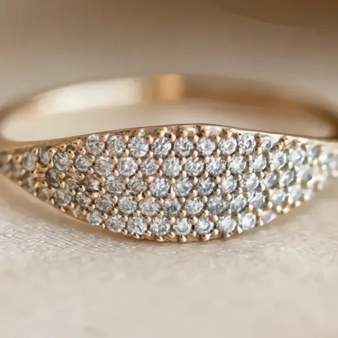 Elegant Women’s Cubic Zirconia Gold Brass Geometric Wedding Engagement Ring 2023