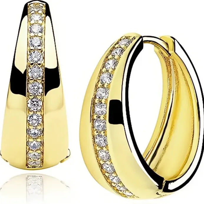 Geometric Hoop Earrings with Cubic Zirconia for Women Everyday Wear