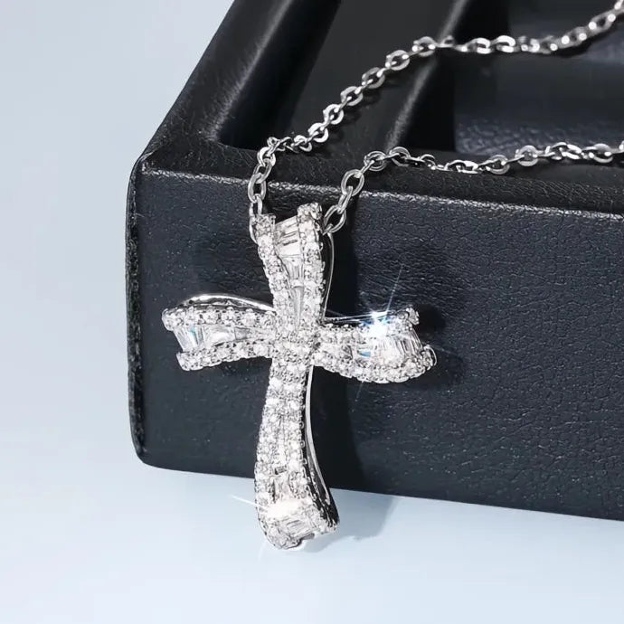 Geometric Bowknot Pendant Necklace for Women Wedding Party Copper CZ Jewelry