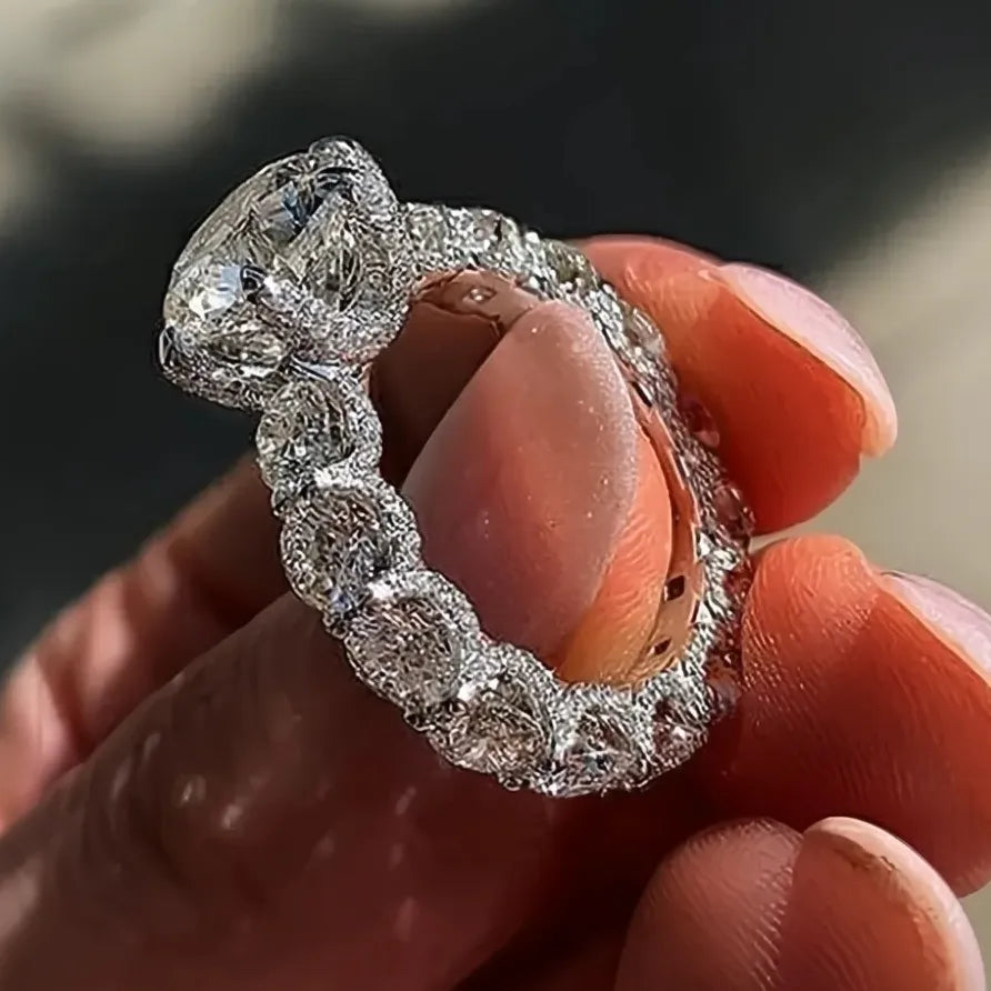 Geometric Eternity CZ Wedding Engagement Ring for Women 2023 Luxury