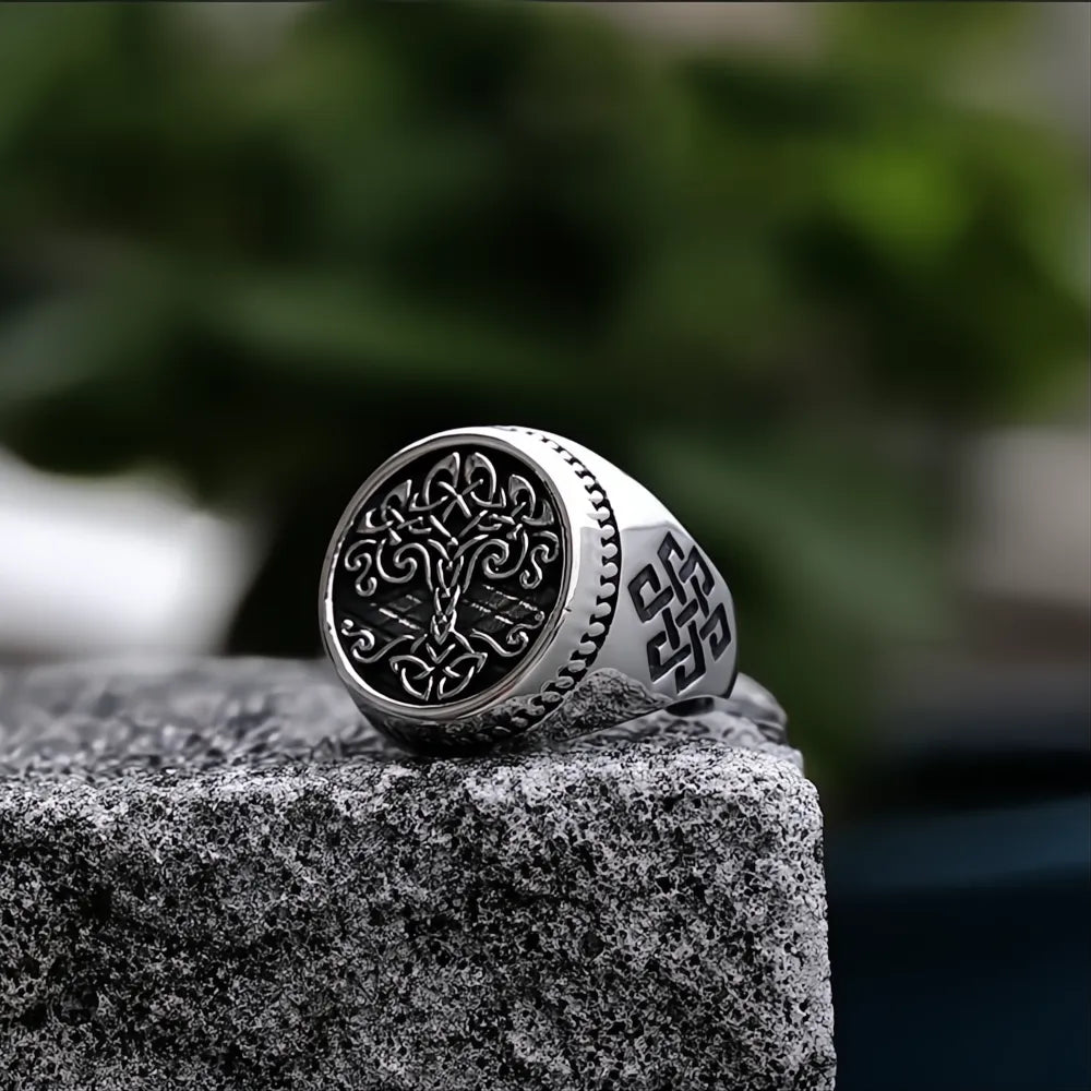 Viking Tree of Life Ring – Stainless Steel Yggdrasil Nordic Mythology Ring