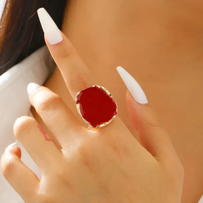 Vintage Coffee Irregular Geometric Stud Earrings and Rings Set Fashion Jewelry