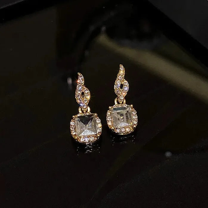 Luxury Micro Inlaid Zircon Geometric Square Dangle Earrings Women 2024 Party Jewelry