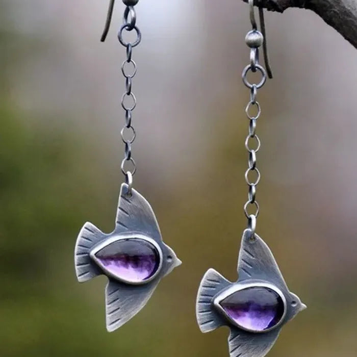 Retro Bohemian Women's Personalized Animal Bird Zinc Alloy Pendant Earrings Gift