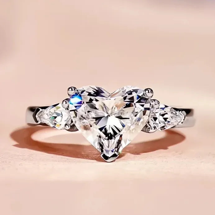 Bright Heart Geometric Cubic Zirconia Wedding Band for Women