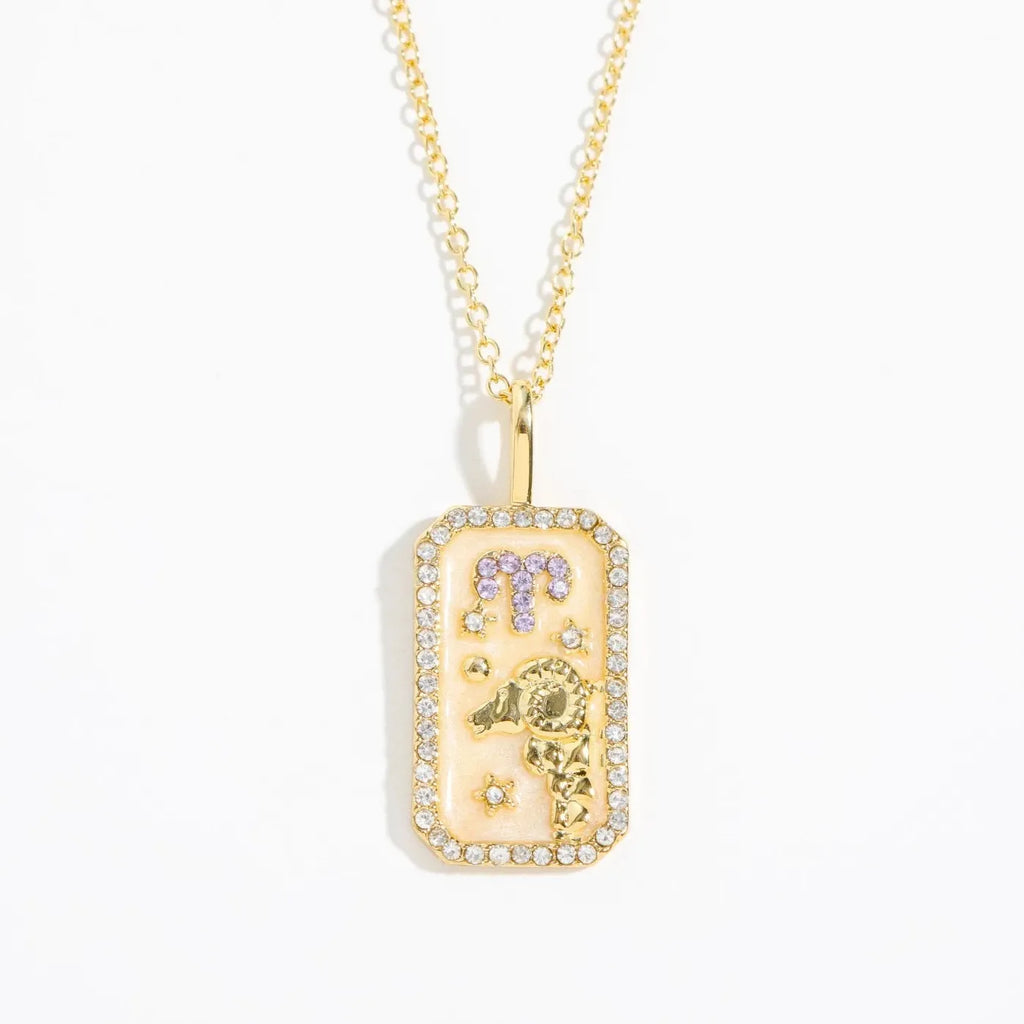 Stainless Steel 12 Constellation Necklace White Shell Zircon Punk Jewelry Pendant