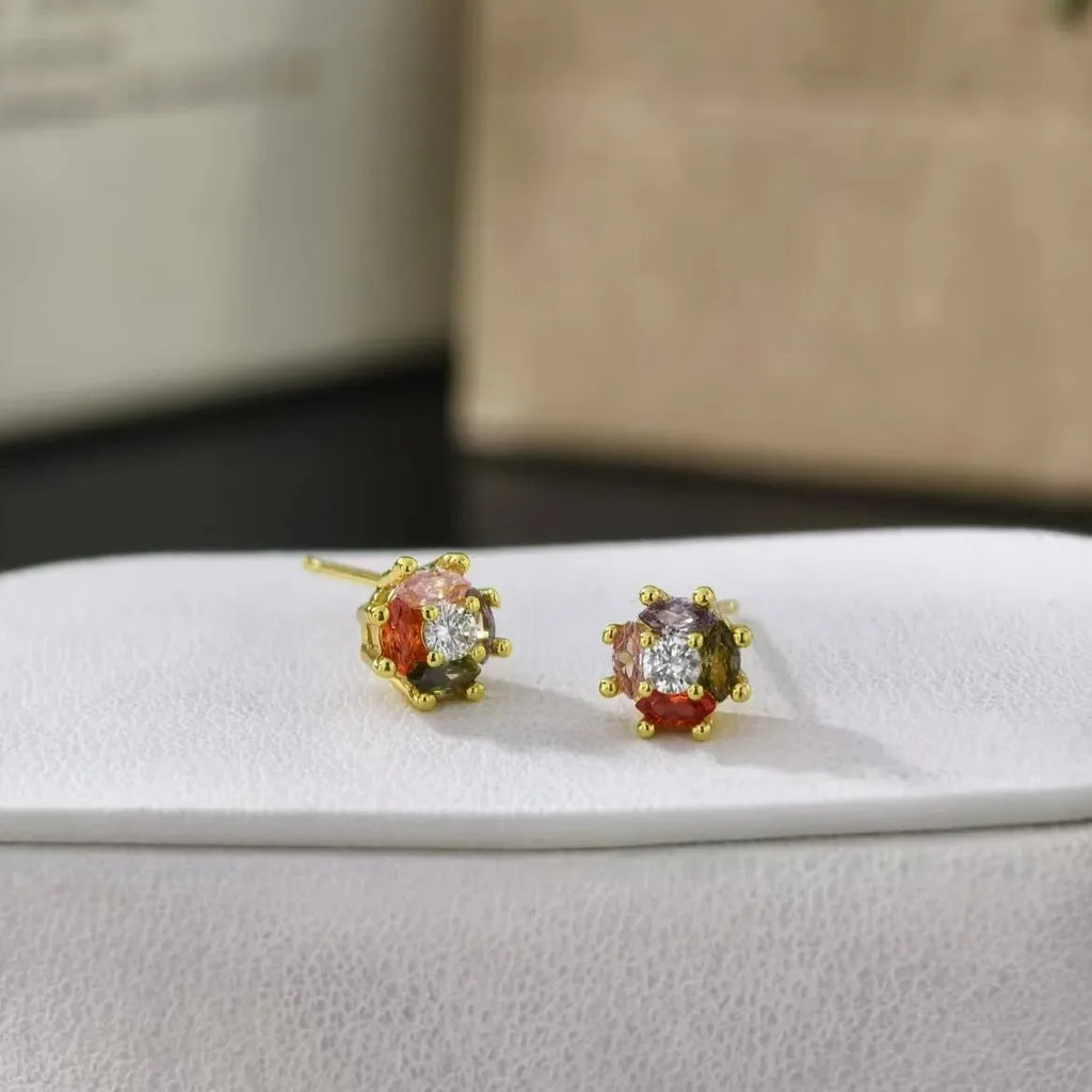 Personalized Colored Zircon Women’s Earrings Simple Exquisite Student Jewelry