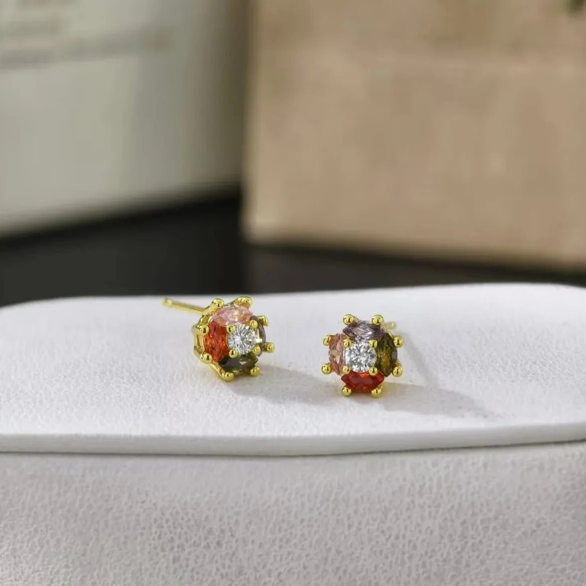 Personalized Colored Zircon Women’s Earrings Simple Exquisite Student Jewelry
