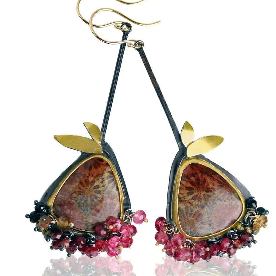 Handmade Colored Beaded Long Pendant Drop Earrings Zinc Alloy for Women