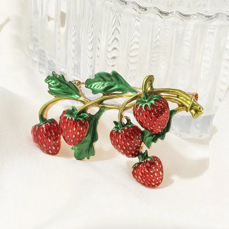 Luxury Strawberry Brooch Classic Holiday Gift for Men & Women
