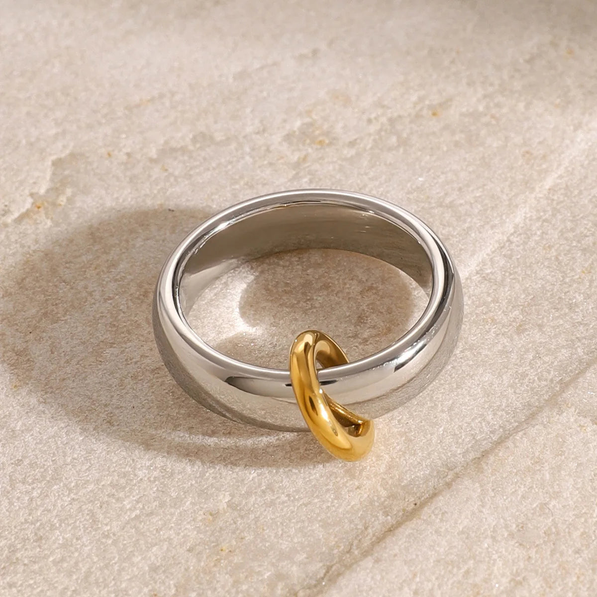 Punk Gold Silver Colorblock Stainless Steel Knuckle Ring Waterproof Wedding Jewelry