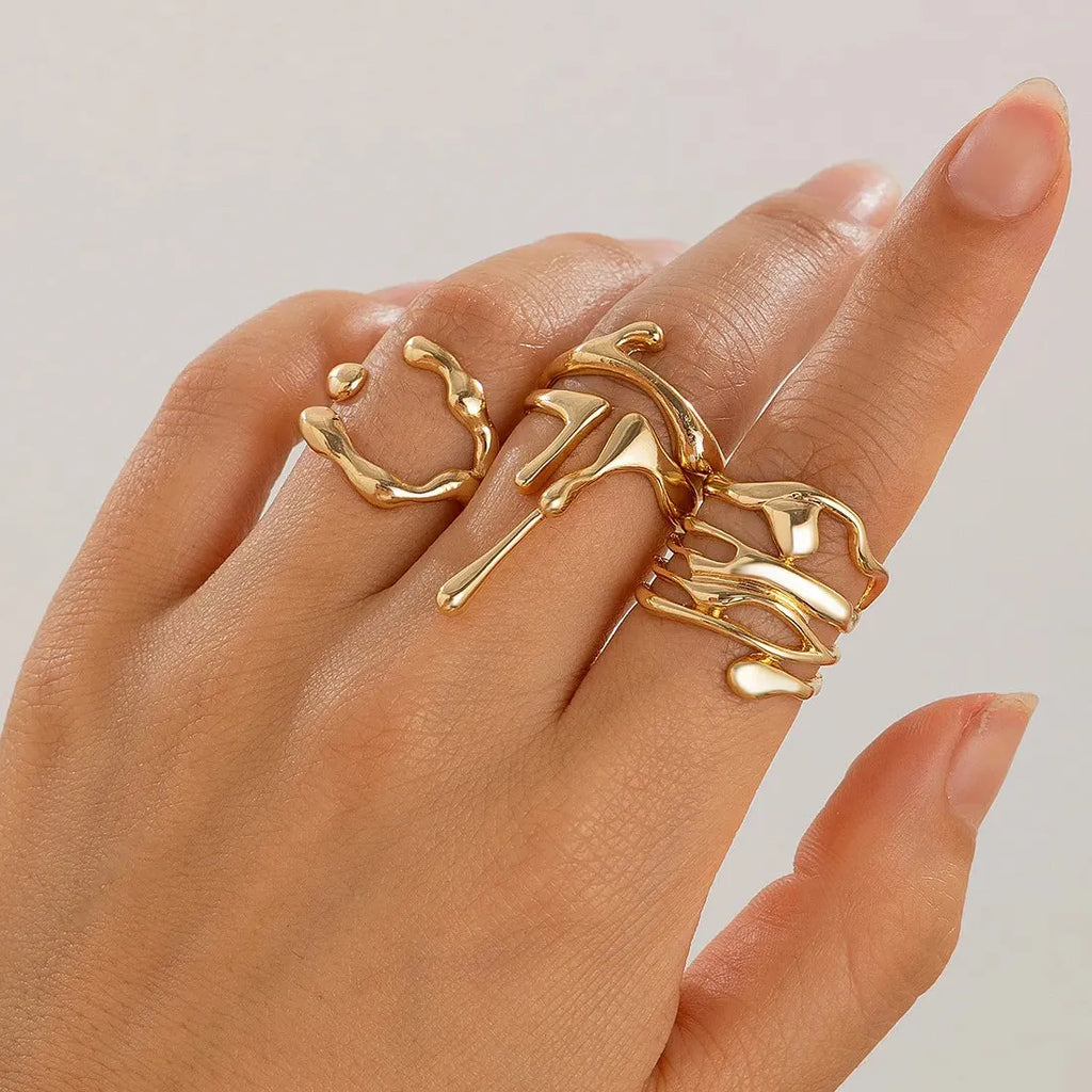 Gold Flower Pearl Crystal Open Ring for Women Elegant Jewelry Gift