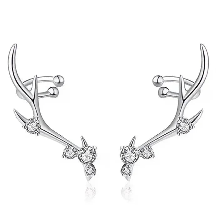 Elk Antler Stud Earrings for Women Copper Alloy Cubic Zirconia Jewelry