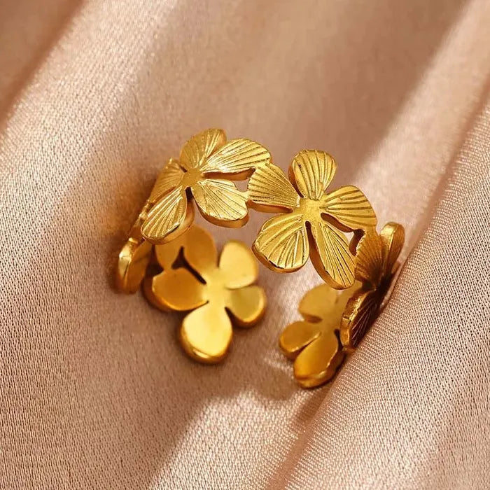 Stainless Steel Gold Irregular Geometric Wide Ring for Women Gift Jewelry Trendy