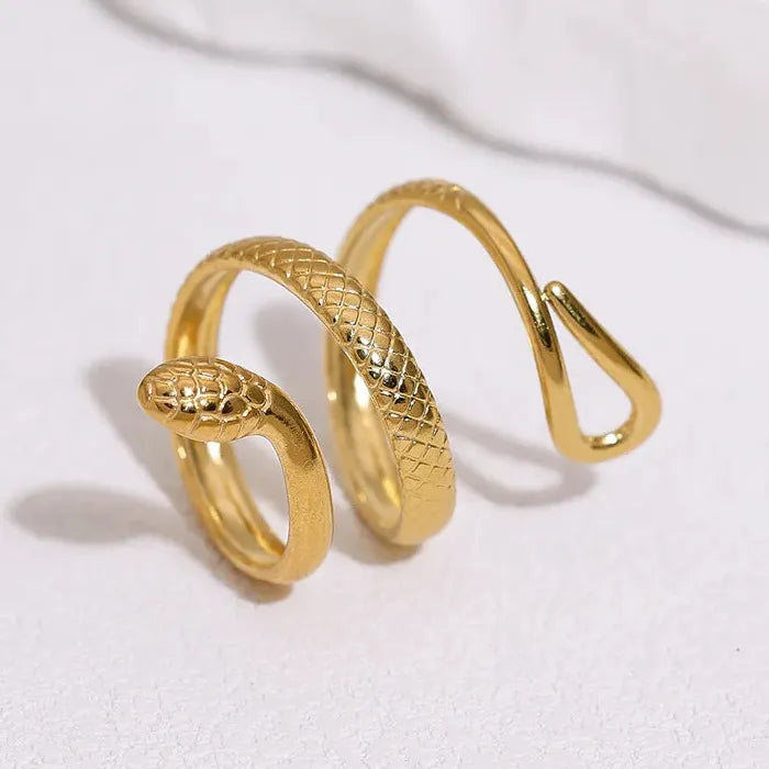 Adjustable Stainless Steel Snake Ring Hip-Hop Rock Waterproof Jewelry