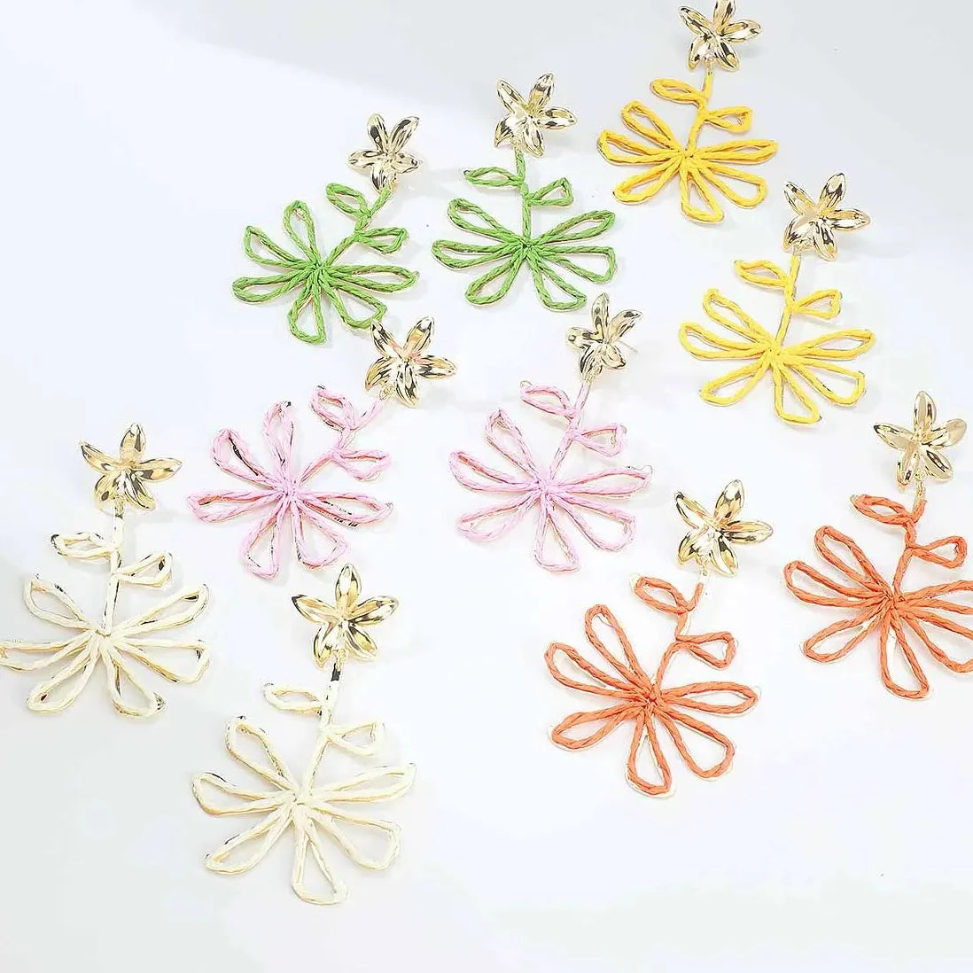 Vintage Lafite Five Petal Flower Earrings for Women Summer Jewelry Gift