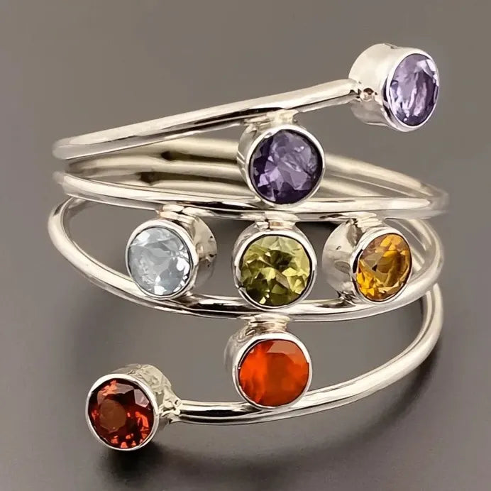 Colorful CZ Multi-layer Geometric Brass Rings for Women Party Accessory