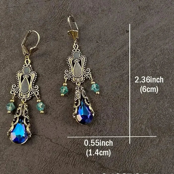 Vintage Bohemian Acrylic Crystal Water Drop Earrings Women’s Geometric Jewelry