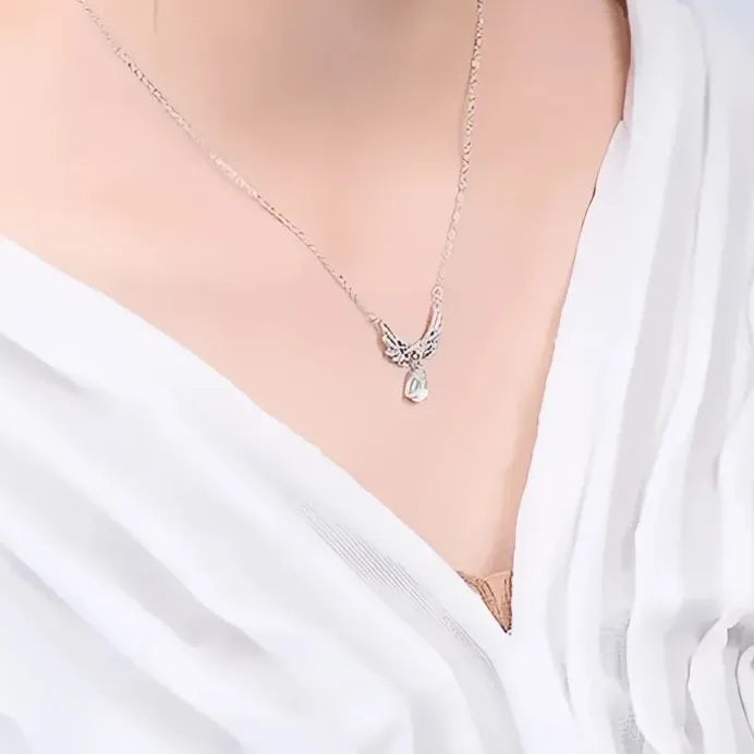 Geometric Imitation Moonstone Wing Pendant Necklace for Weddings & Parties
