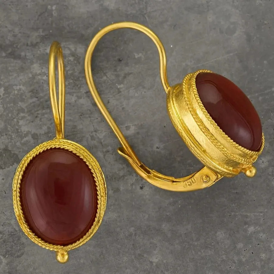 Gold Plated Red CZ Stud Earrings for Women Princess Party Wedding Jewelry