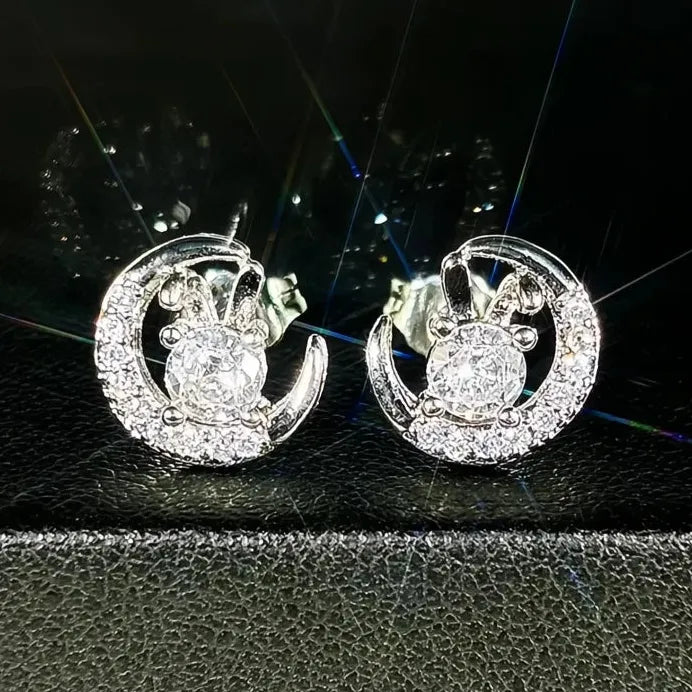 Geometric Cubic Zirconia Stud Earrings for Women Sparkling Party Jewelry