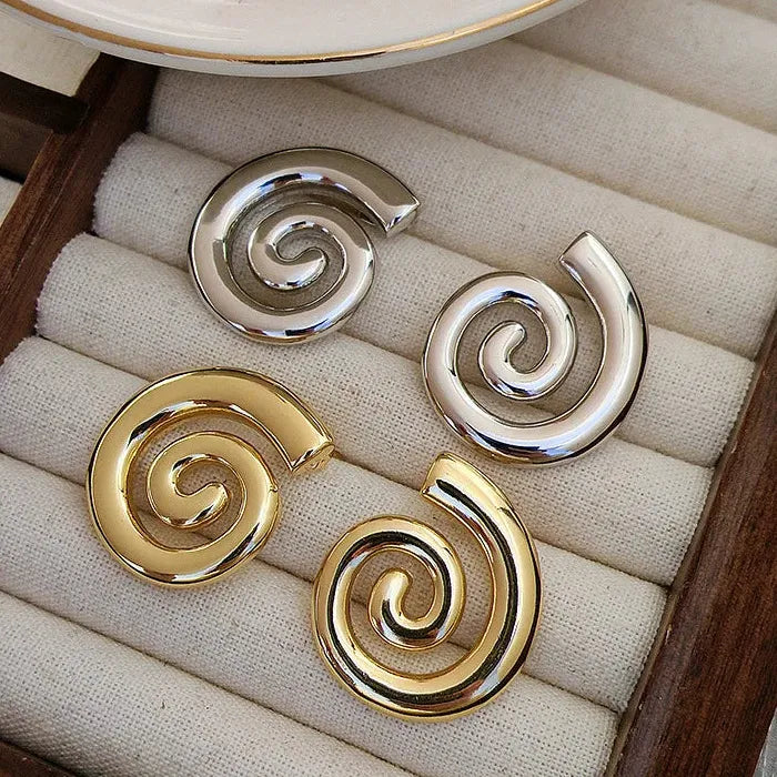 Vintage Metal Irregular Spiral Vortex Stud Earrings Women Trendy Jewelry 2026