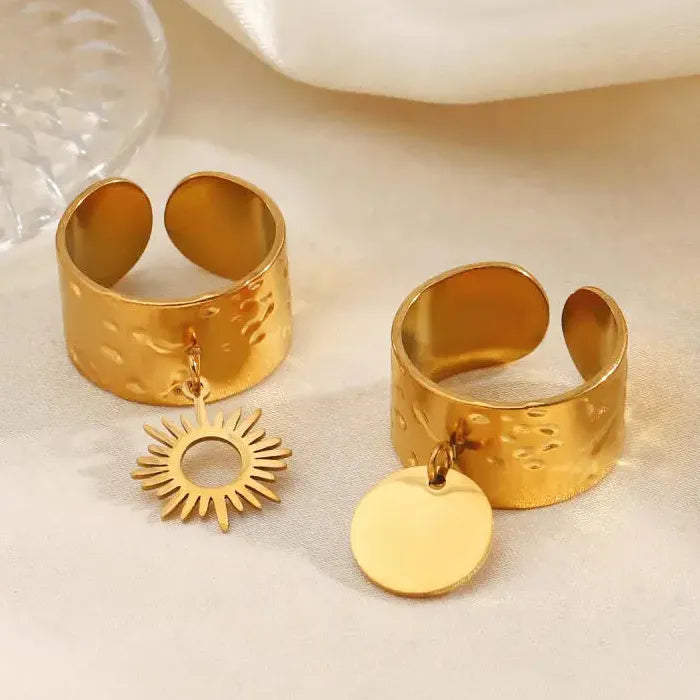 Stainless Steel Geometric Round Wide Chunky Rings for Men Women Wedding Bands