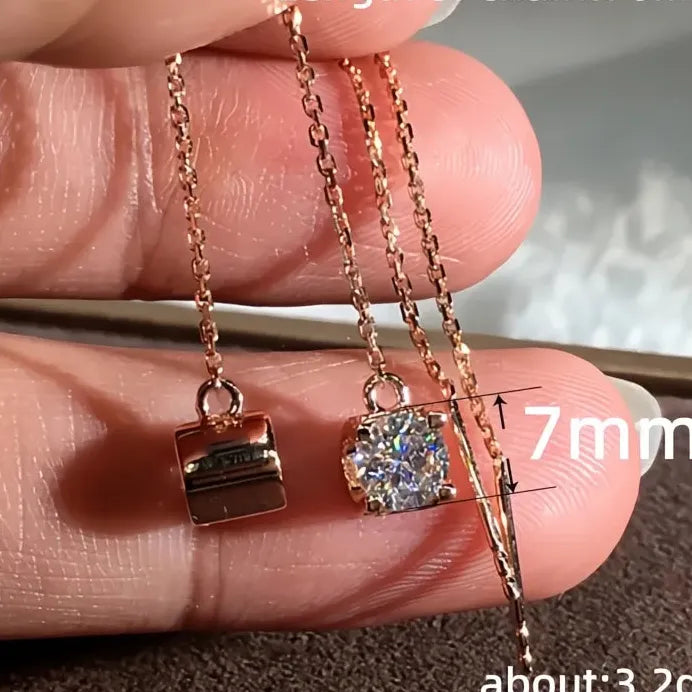 Rose Gold Geometric Drop Earrings with Shiny CZ for Women's Wedding Party