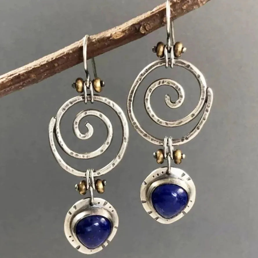 Vintage Irregular Drop Earrings for Women Zinc Alloy Enamel Stone Jewelry