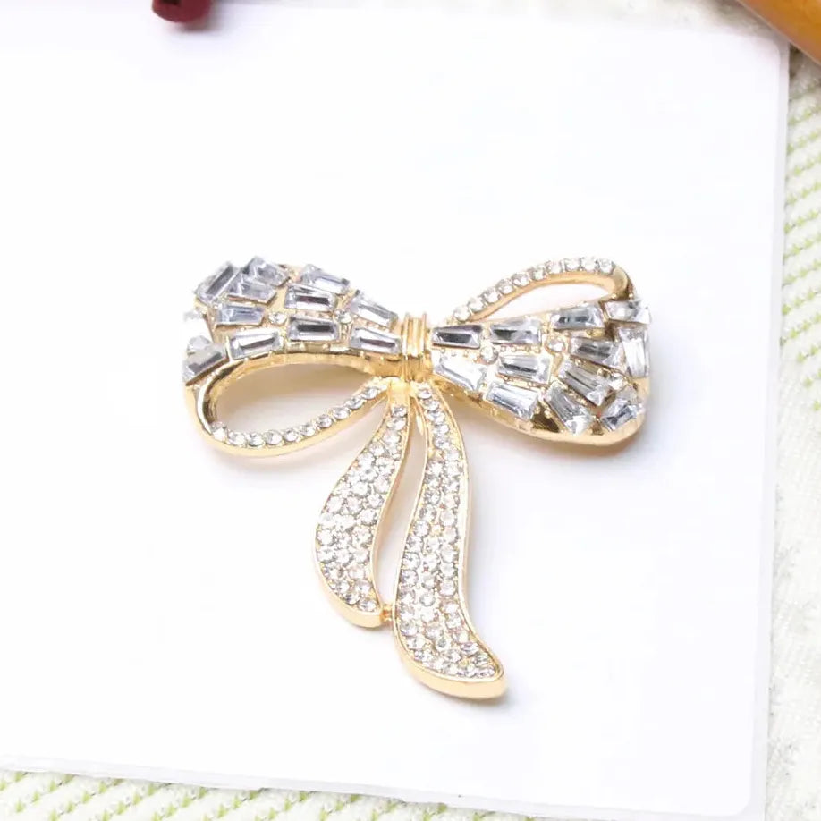 Vintage Gold Openwork Bow Brooch Elegant Jewelry Gift for Men Women