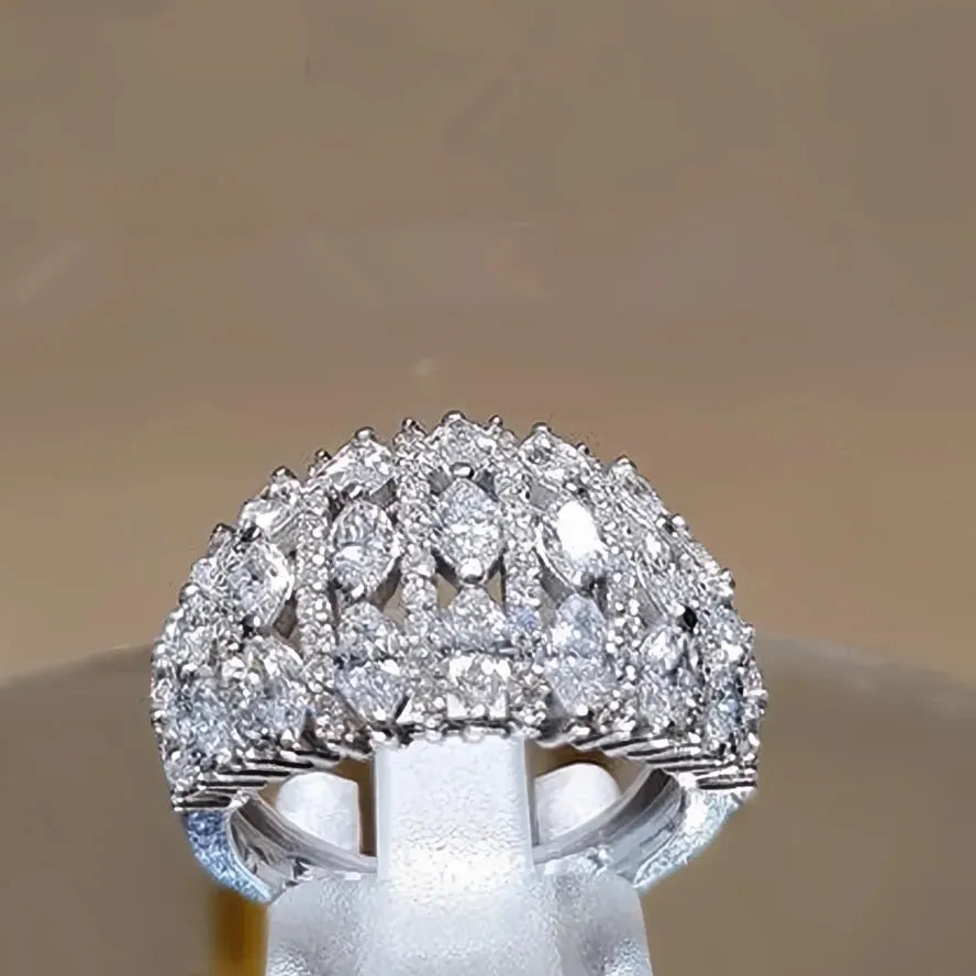 Bridal Wedding Rings for Women Full Paved Shiny CZ Stone Silver Color Fashion Luxury Jewelry