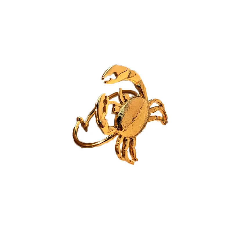 18K Gold Plated Stainless Steel Adjustable Crab Ring for Women Girls Summer Jewelry