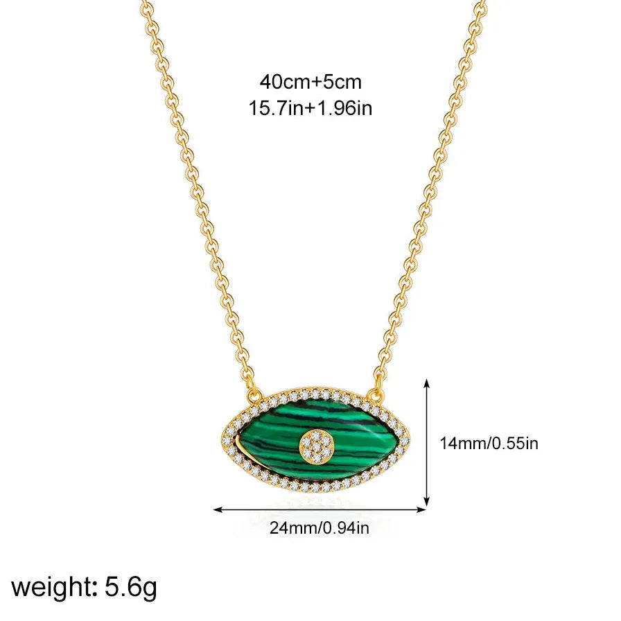Multi Colored Natural Stones Evil Eye Pendant Necklace Women Stainless Steel Opal Zircon Choker Jewelry