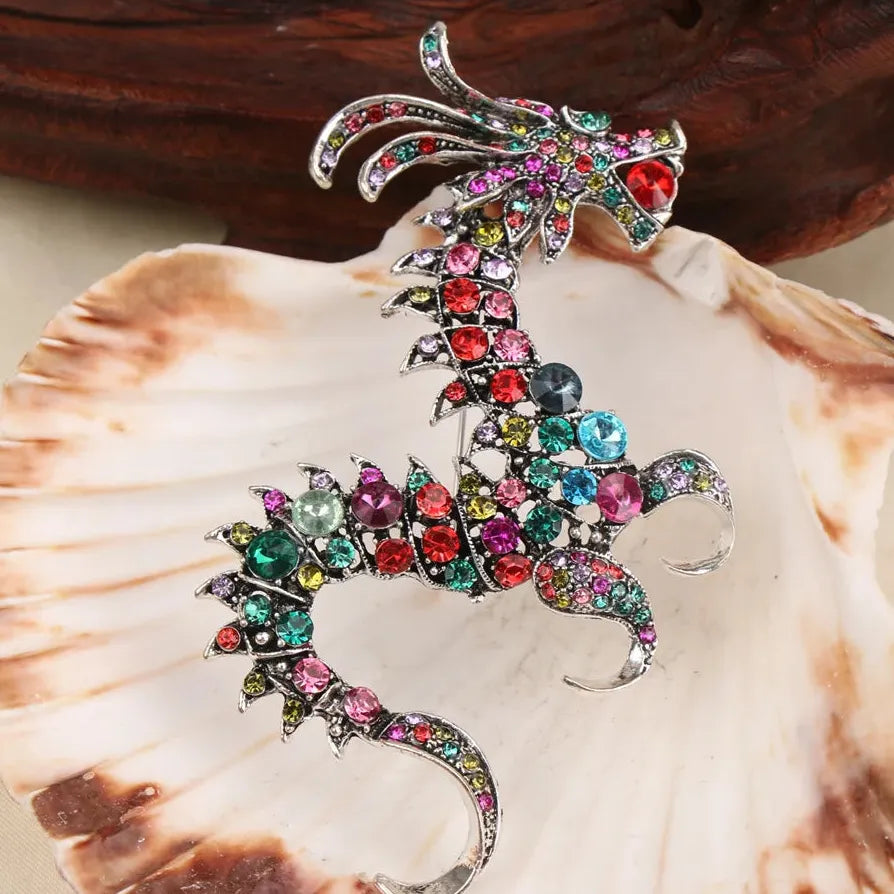 Vintage Luxury Flying Dragon Brooch Pin Classic Style for Men & Women