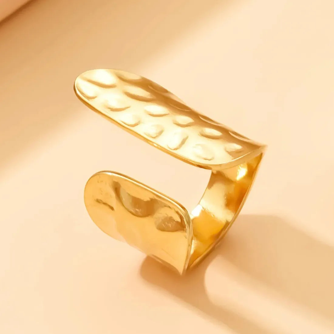 Wide Geometric Irregular Gold Silver Fashion Ring for Women Men