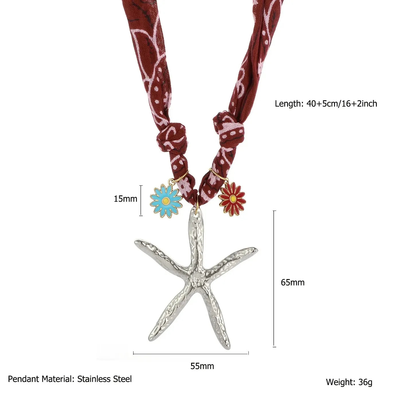 Oversize Starfish Pendant Scarf Necklace Women 18K Gold Plated Choker Jewelry Fashion